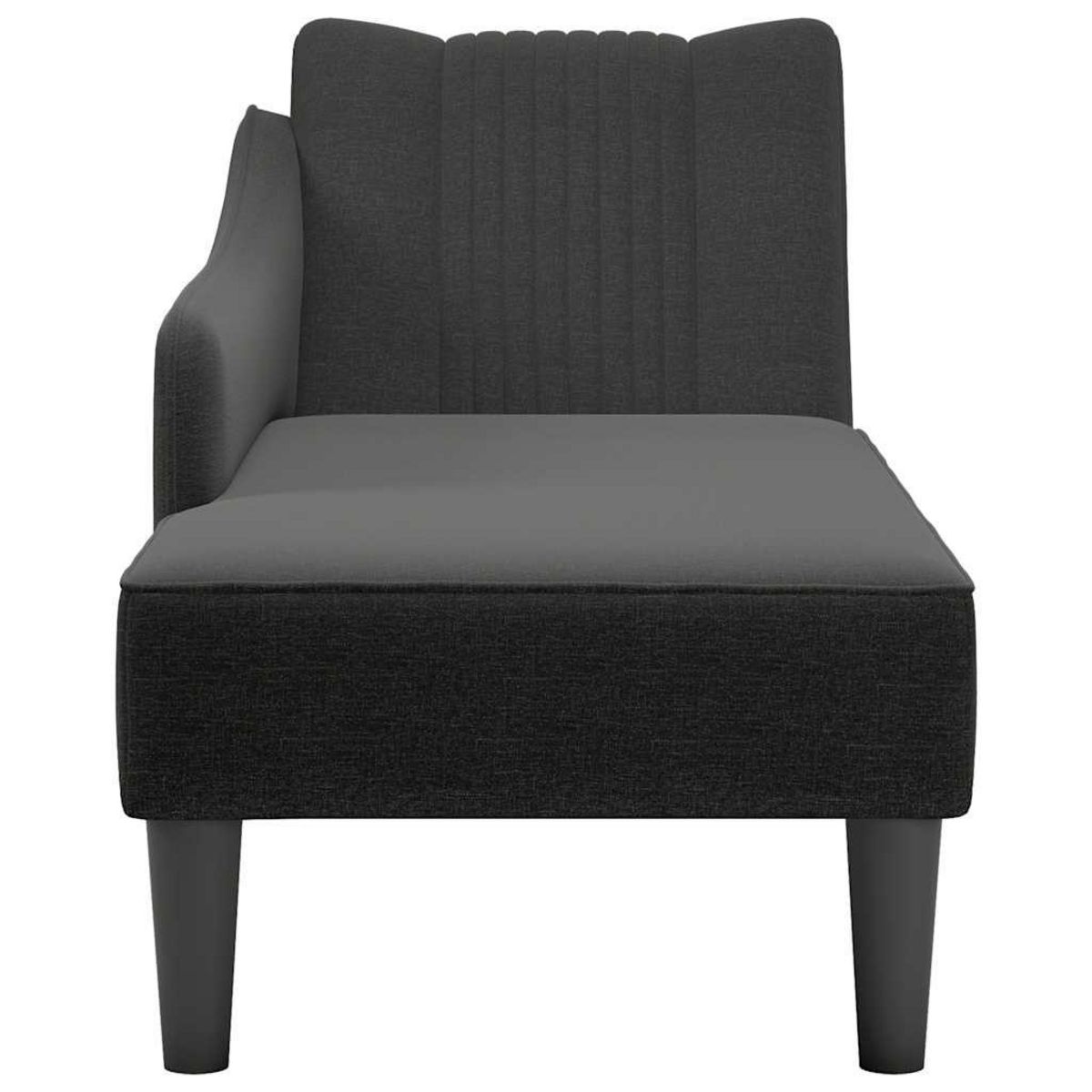 VIDAXL Fauteuil long avec accoudoir droit noir tissu