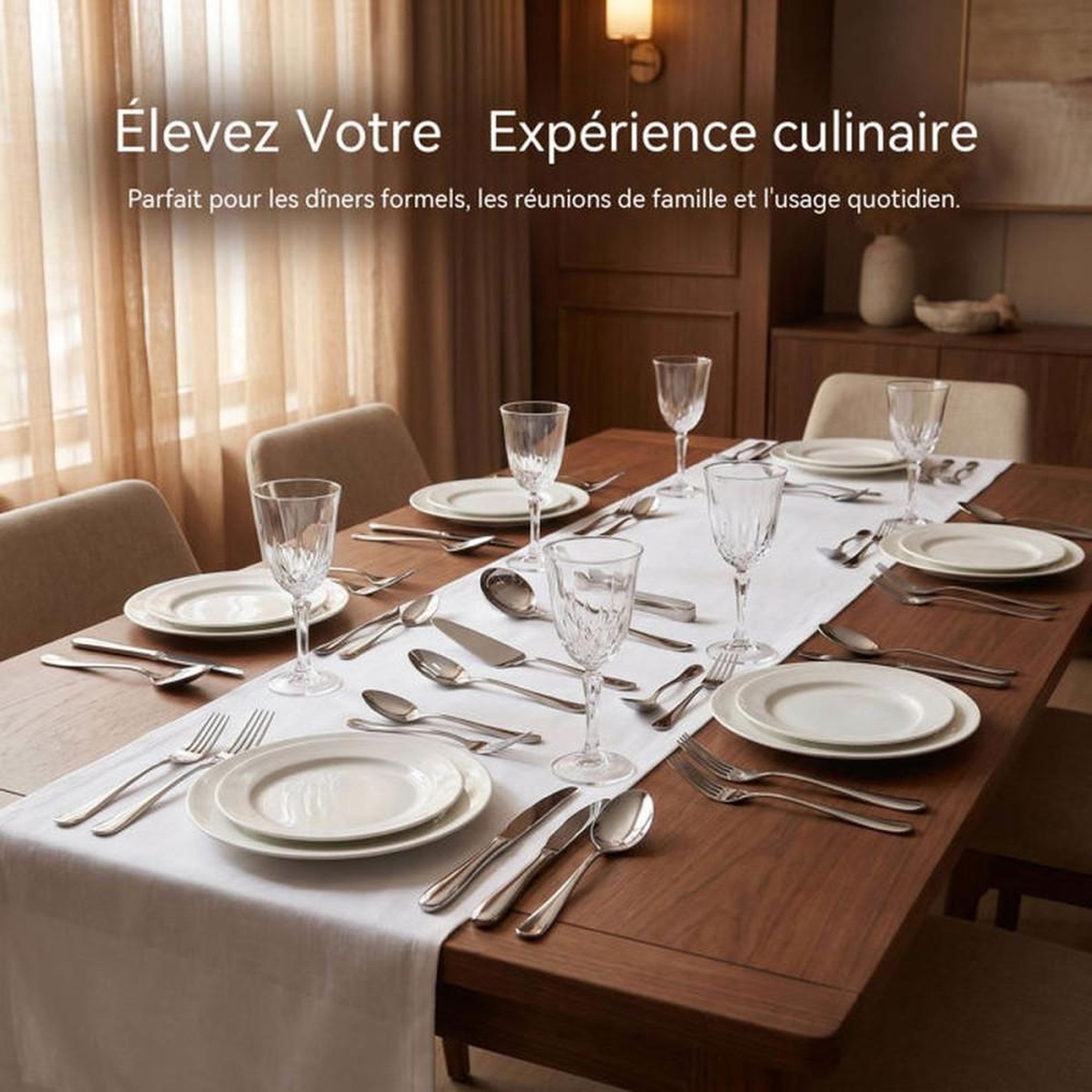 Voir la diapositive 5 : Coffret de couverts inox brossé 72 pièces pour 12 personnes