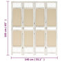 Voir la diapositive 6 : VIDAXL Cloison de separation 4 panneaux Creme 140x165 cm Tissu