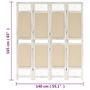 Voir la diapositive 6 : VIDAXL Cloison de separation 4 panneaux Creme 140x165 cm Tissu