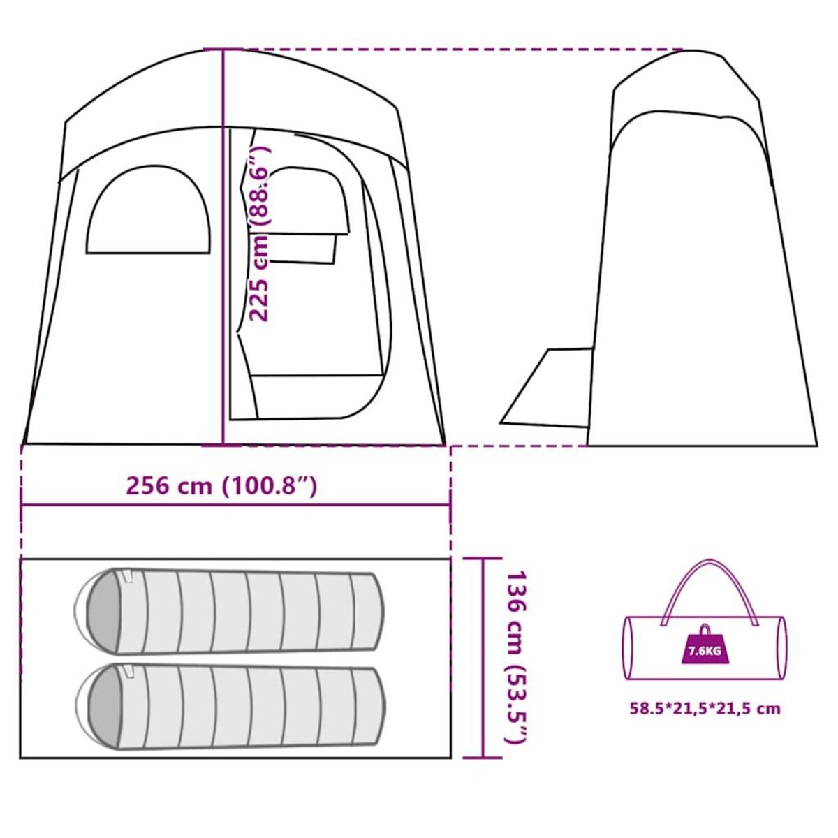 VIDAXL Tente de douche 2 personnes vert impermeable