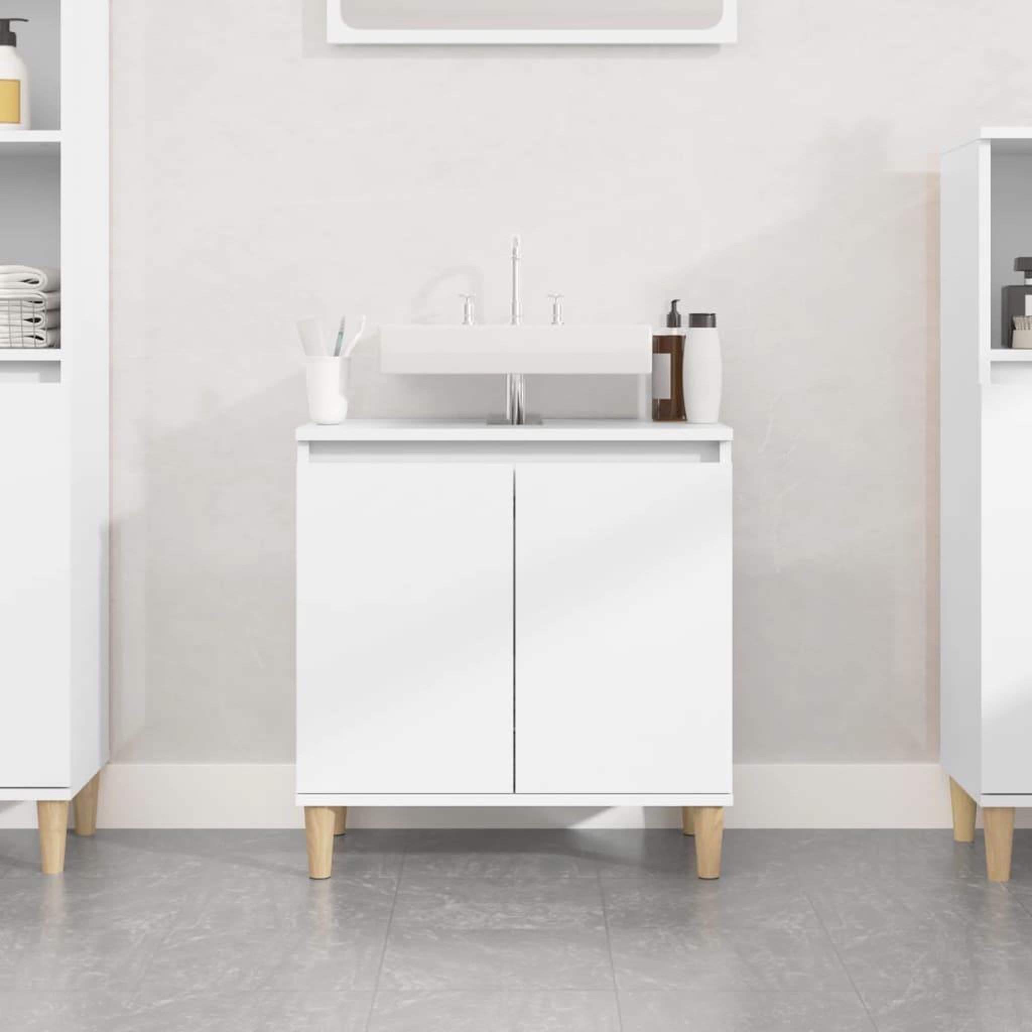 Voir la diapositive 1 : VIDAXL Meuble d'evier blanc 58x33x60 cm bois d'ingenierie
