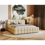 BEST MOBILIER Darling - lit coffre - 140x200 cm - sommier inclus - en tissu bouclette. Coloris disponibles : Beige