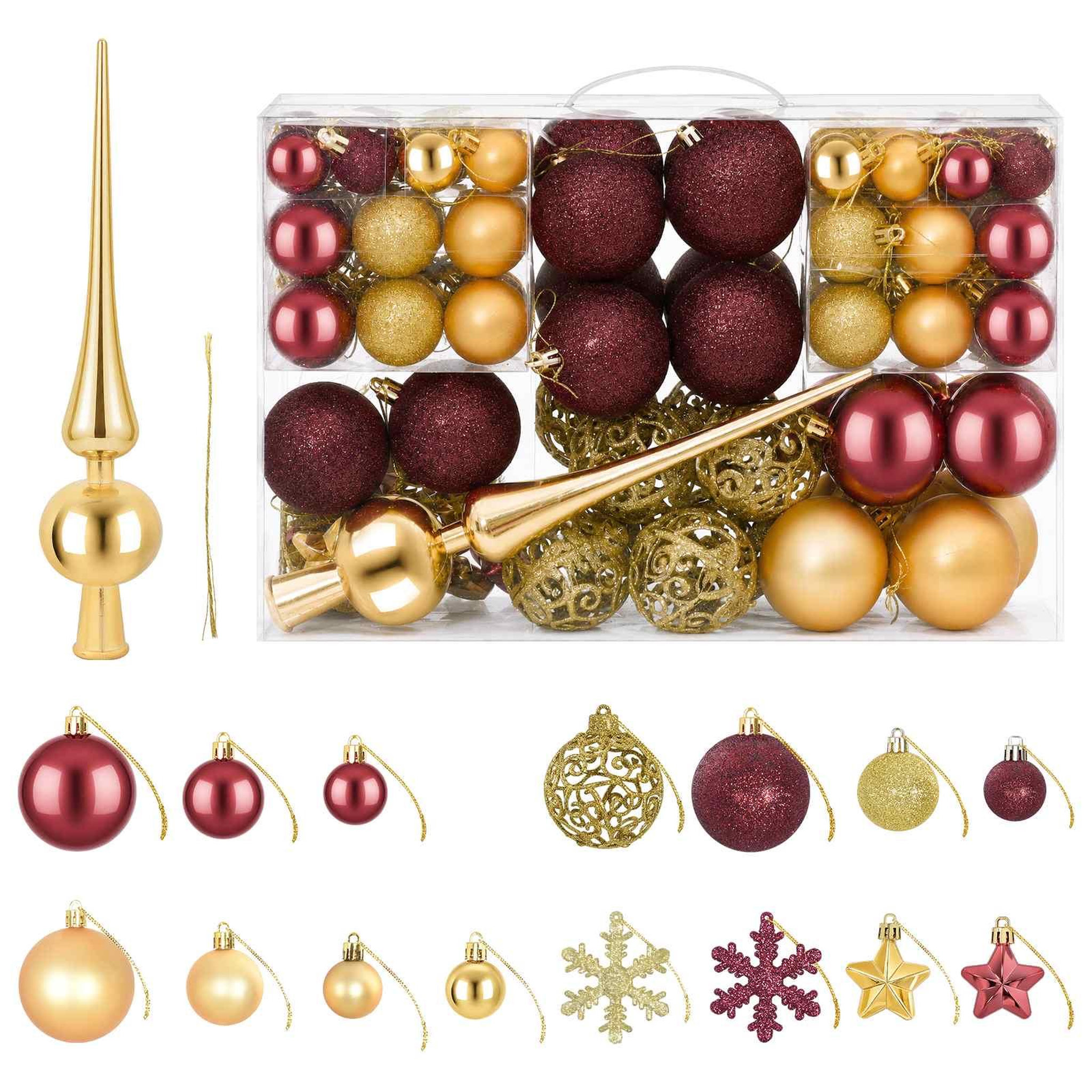 VIDAXL Ensemble de boules de Noël 111 pc Or et rouge bordeaux