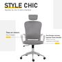 Voir la diapositive 4 : VINSETTO Fauteuil de bureau ergonomique en velours - 63 x 64 x 118-128 cm - gris clair