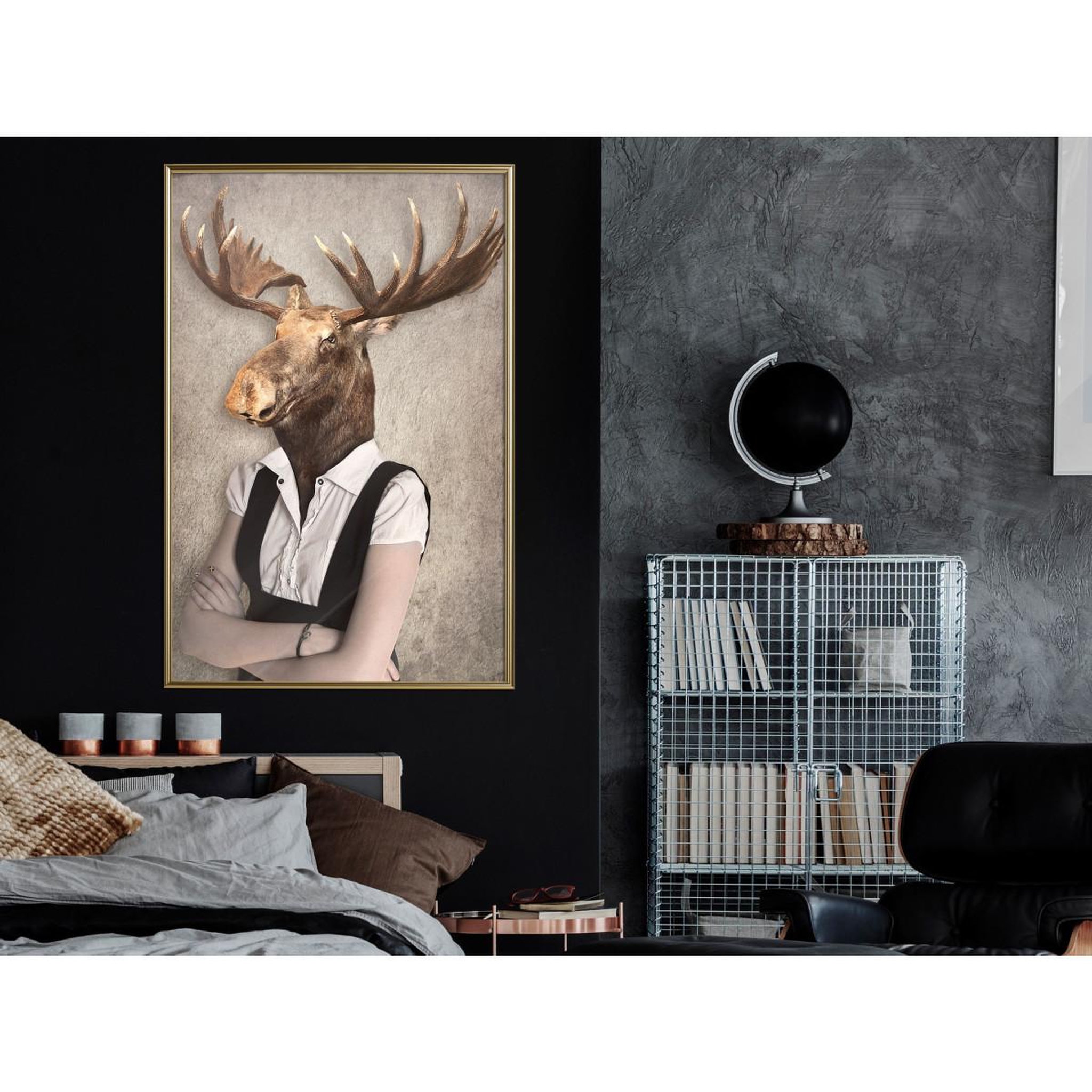 Voir la diapositive 2 : Paris Prix Affiche murale encadrée  animal alter ego moose
