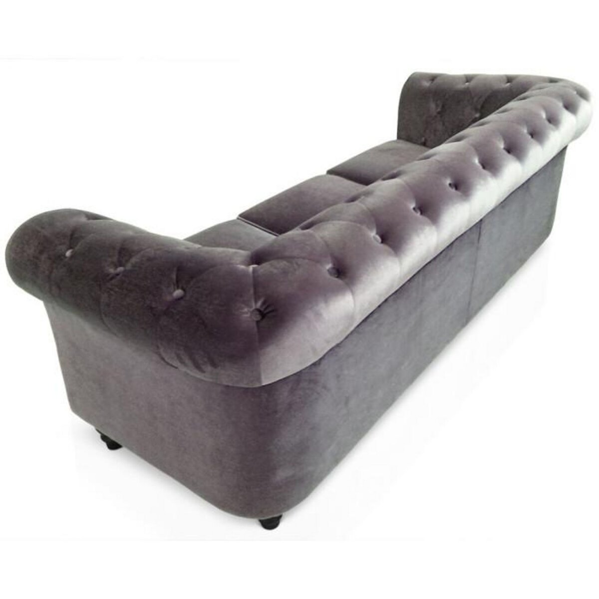 Paris Prix Canapé 3 Places Velours  Chesterfield  209cm Argent