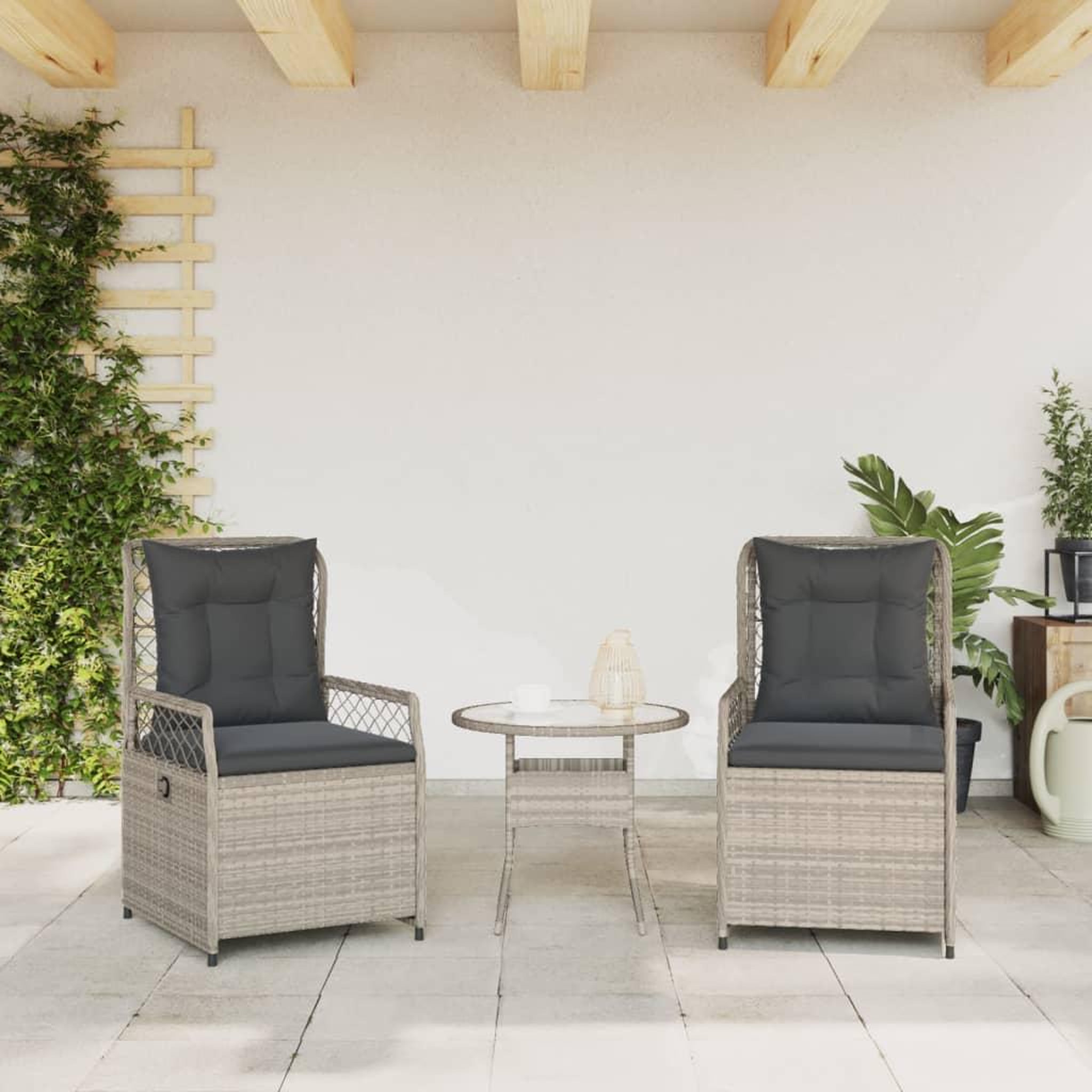 Voir la diapositive 3 : VIDAXL Chaises inclinables de jardin lot de2 gris clair resine tressee