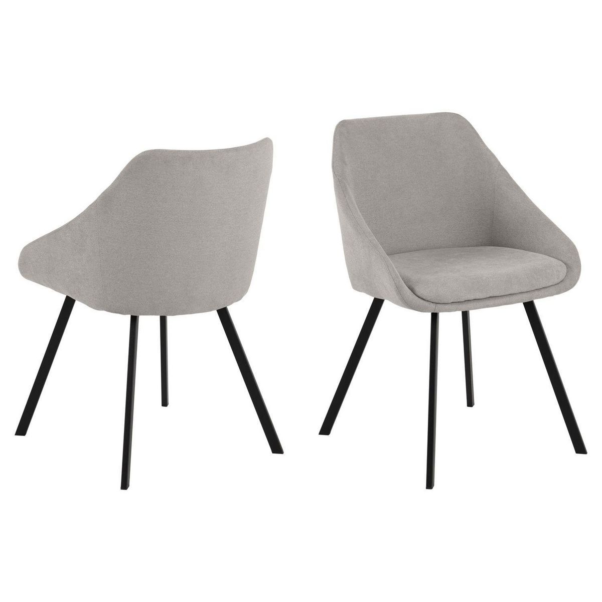 TOILINUX Lot de 2 fauteuils de table Maxine en tissu - Gris