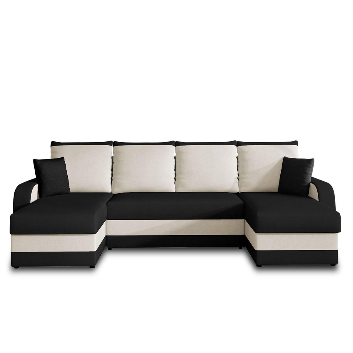 BEST MOBILIER Valos - canapé panoramique en u - 7 places - convertible avec coffre - en velours