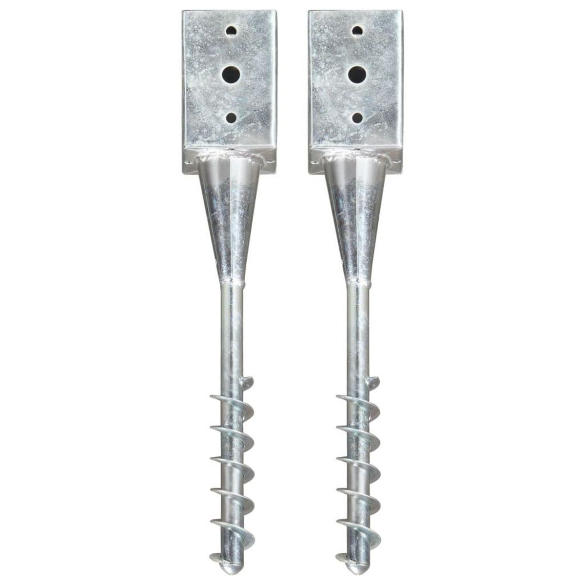 VIDAXL Piquets au sol 2 pcs Argente 9x9x56 cm Acier galvanise