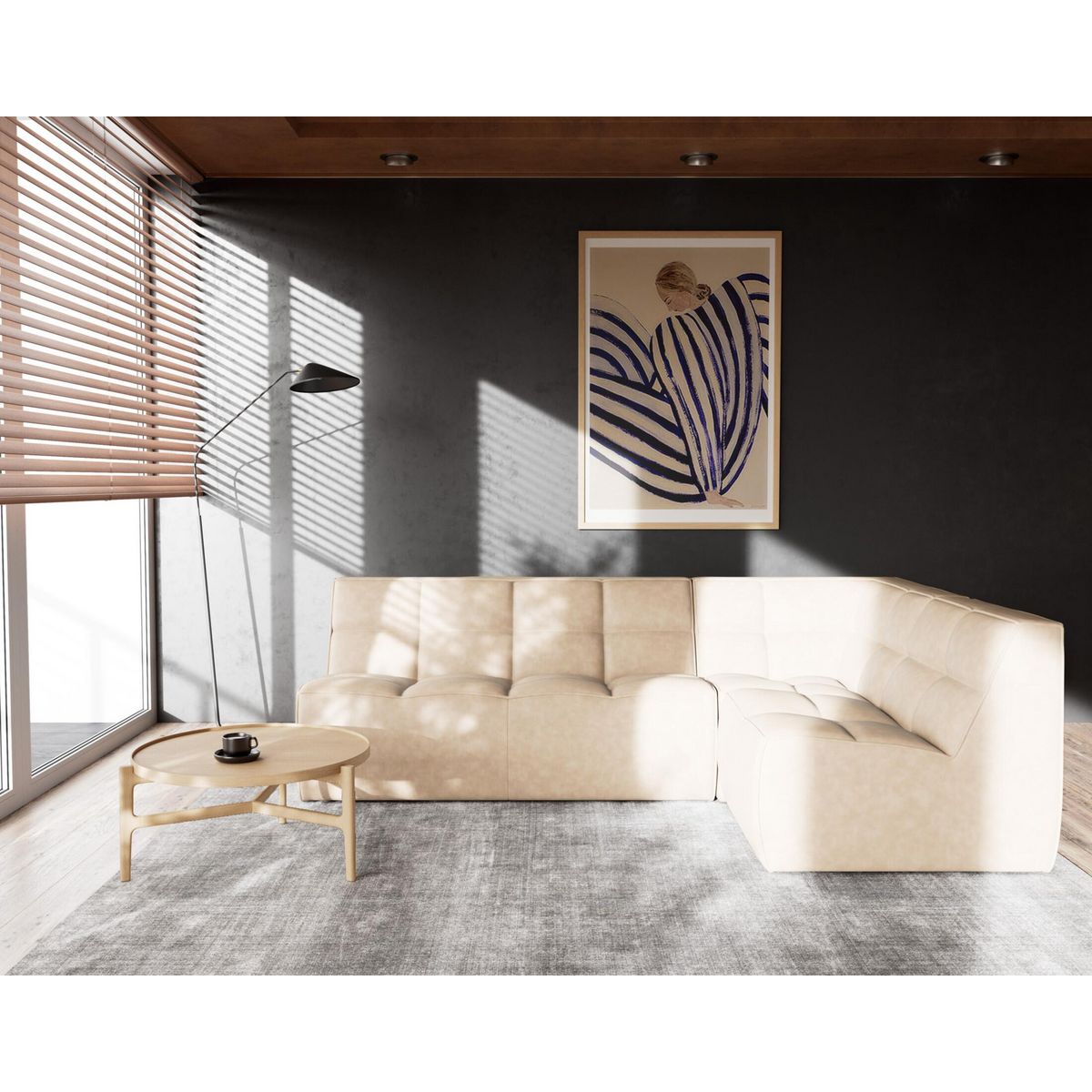 LISA DESIGN Alya - canapé modulable d'angle réversible 4 places en simili