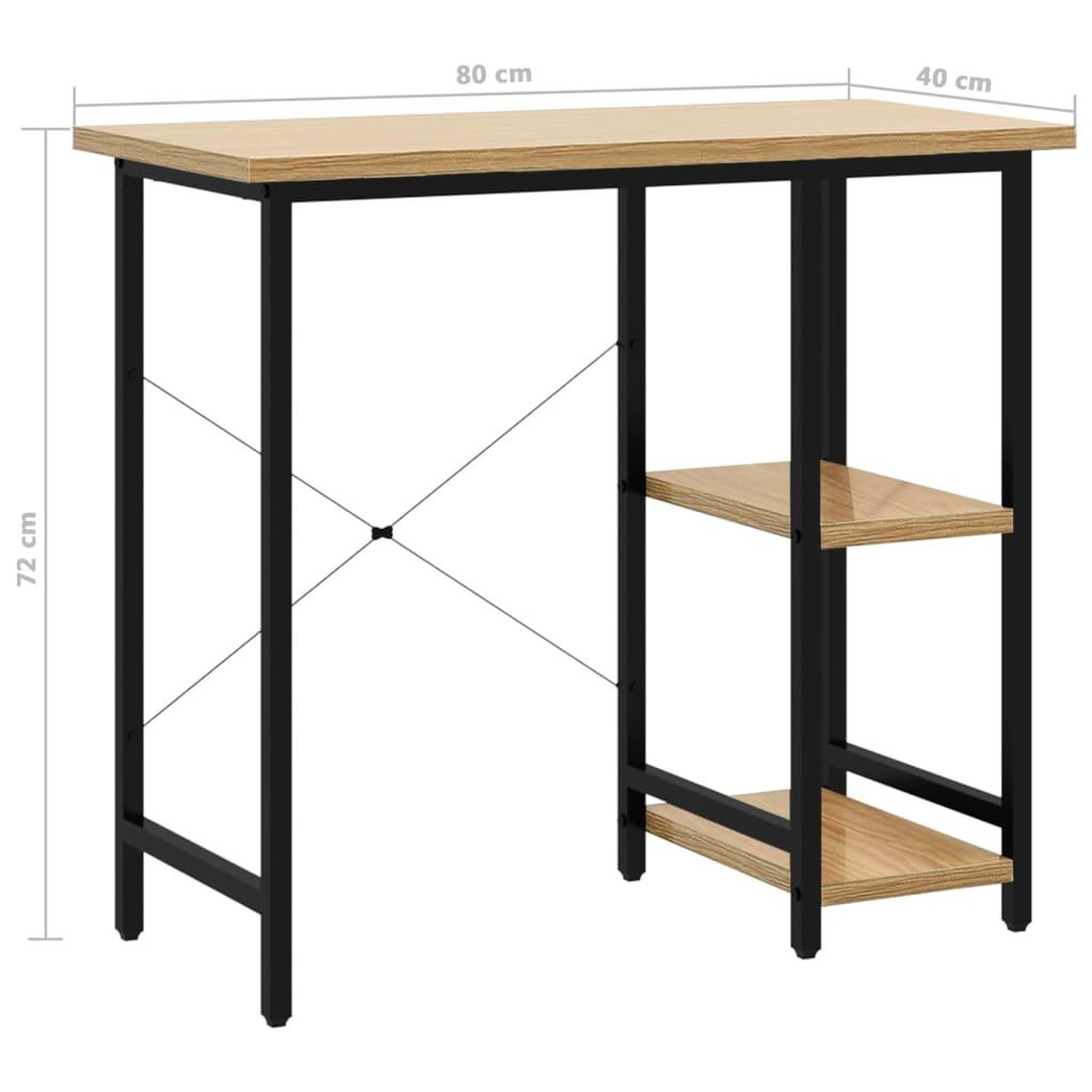 Voir la diapositive 6 : VIDAXL Bureau d'ordinateur Noir et chene clair 80x40x72cm MDF et metal