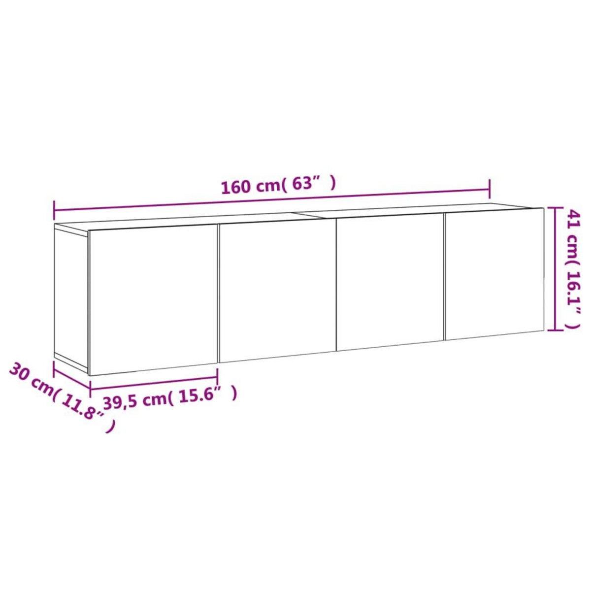 VIDAXL Meubles TV muraux 2 pcs noir 80x30x41 cm