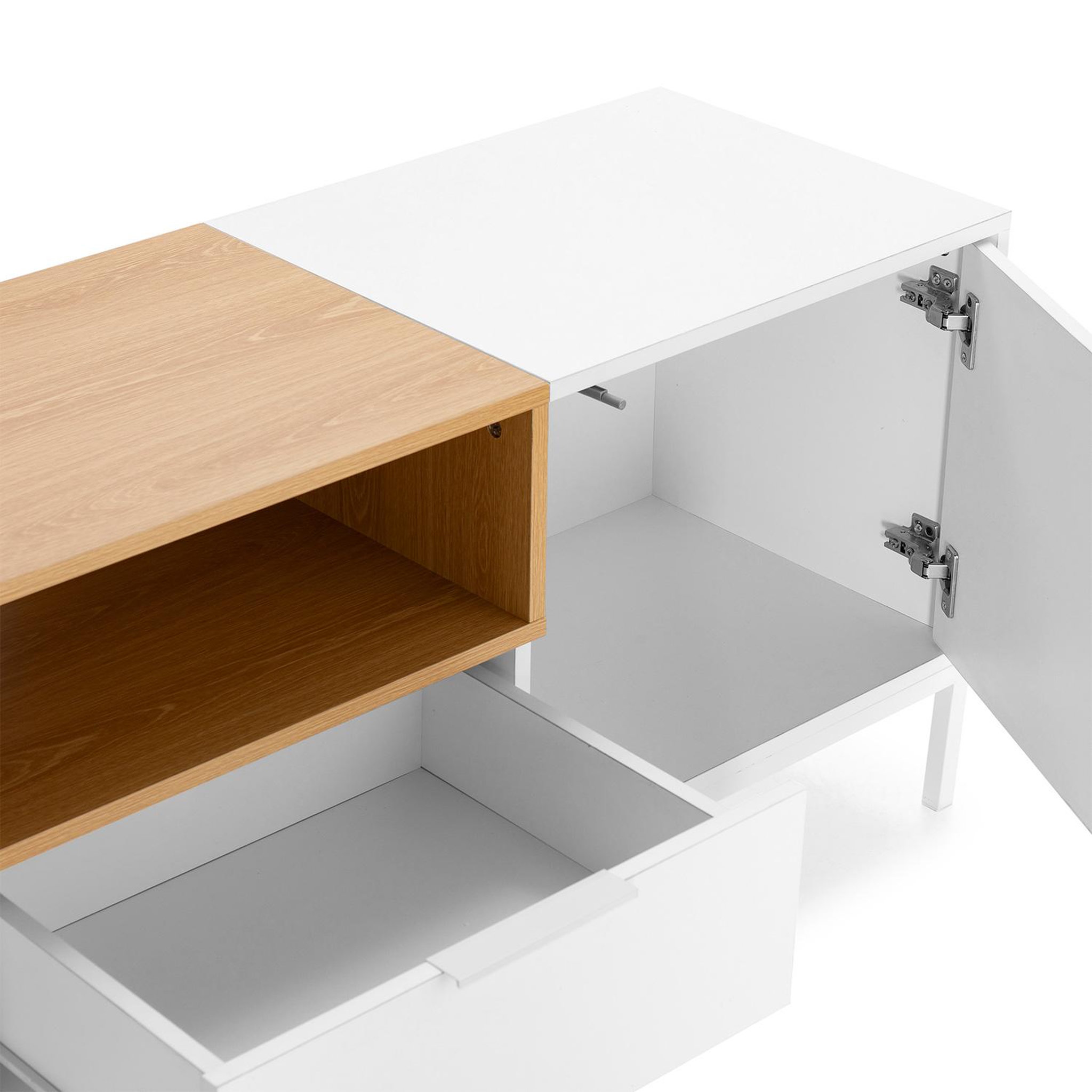 Voir la diapositive 5 : VS VENTA-STOCK Meuble Tv Nieve 2 portes 1 tiroir couleur Blanc
