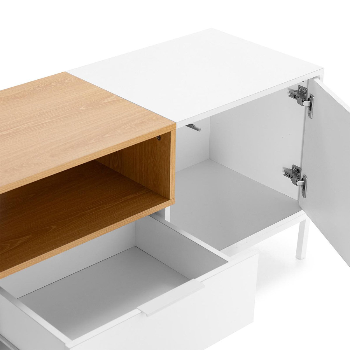 VS VENTA-STOCK Meuble Tv Nieve 2 portes 1 tiroir couleur Blanc