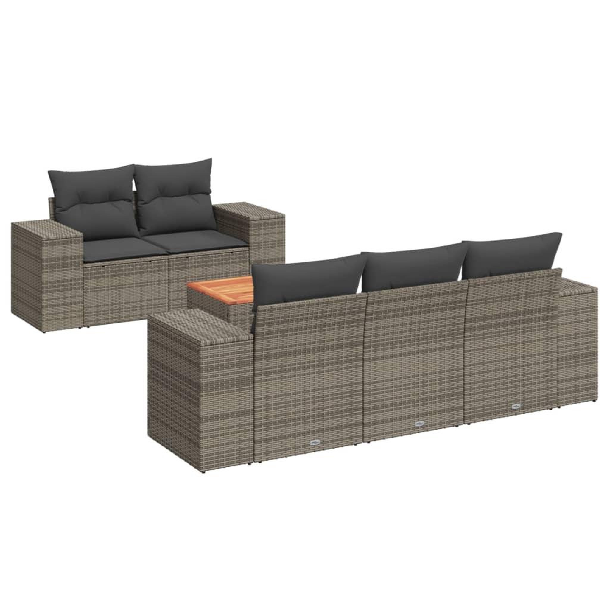 Voir la diapositive 2 : VIDAXL Salon de jardin 6 pcs avec coussins gris resine tressee