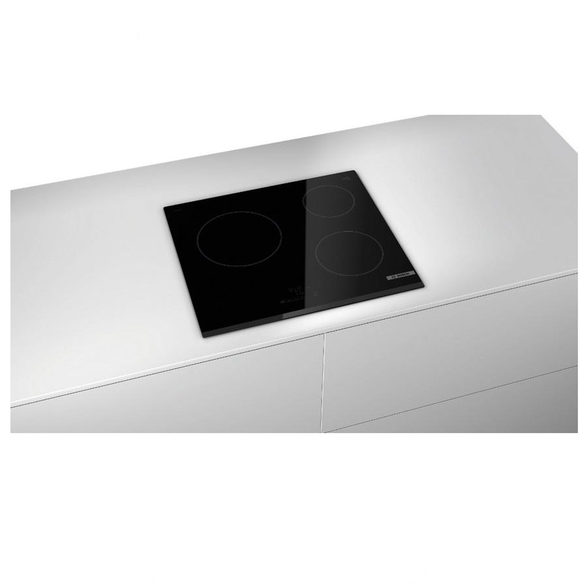 Voir la diapositive 4 : BOSCH Table de cuisson vitrocéramique 60cm 3 feux 5700w noir - PKM63RBB8E