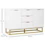 Voir la diapositive 3 : HOMCOM Buffet design contemporain graphique 2 placards porte étagères réglables 3 tiroirs coulissants MDF blanc métal doré