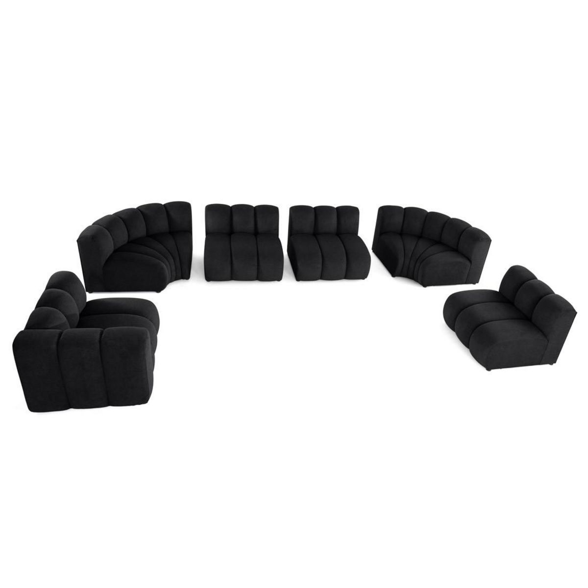 LISA DESIGN Debbie - canapé modulable panoramique d'angle droit 7 places en tissu texturé