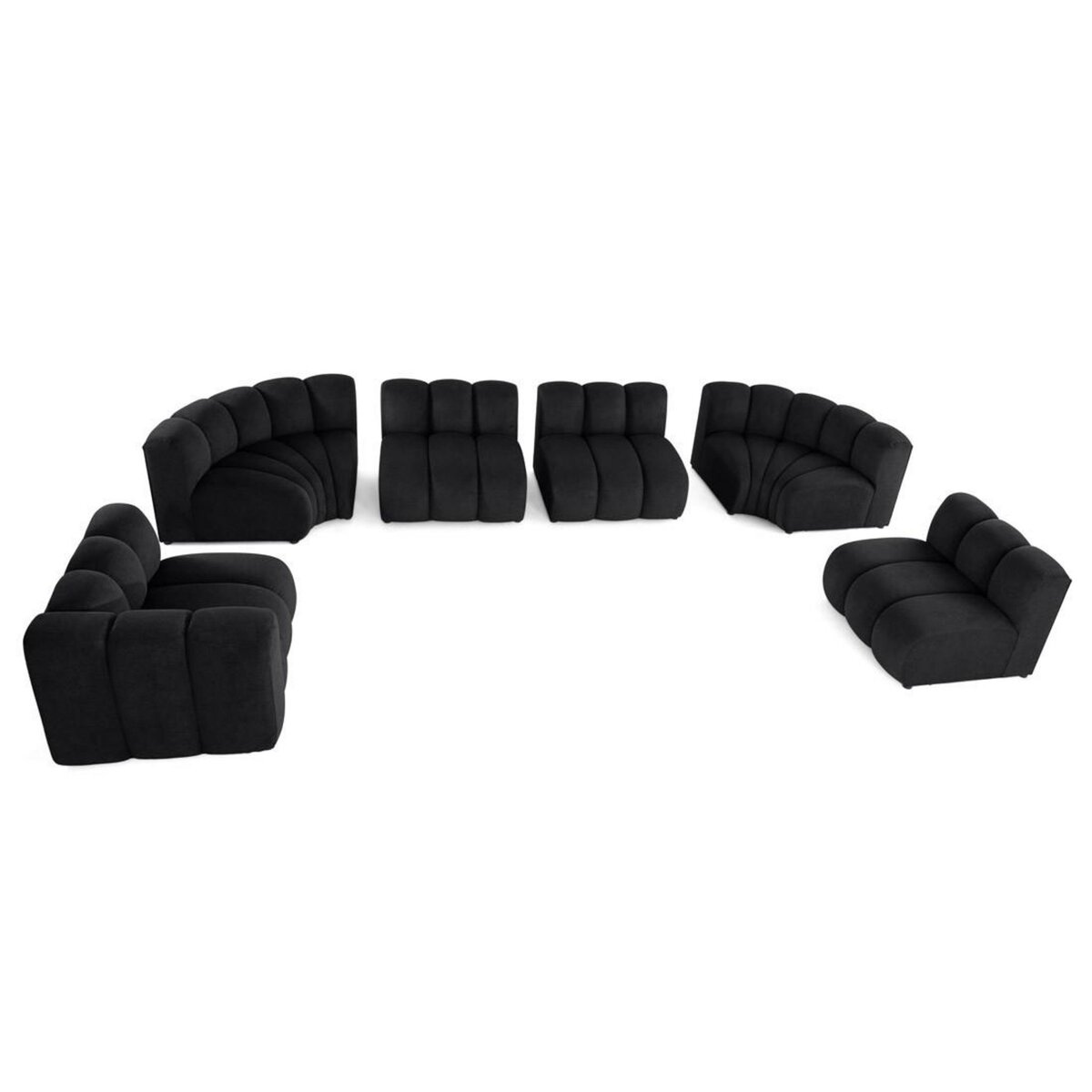 LISA DESIGN Debbie - canapé modulable panoramique d'angle droit 7 places en tissu texturé