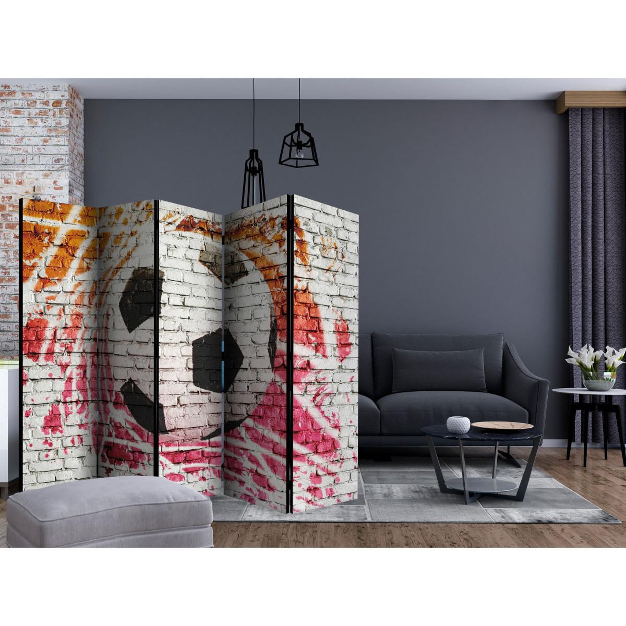 Voir la diapositive 2 : Paris Prix Paravent 5 Volets  Street Football  172x225cm