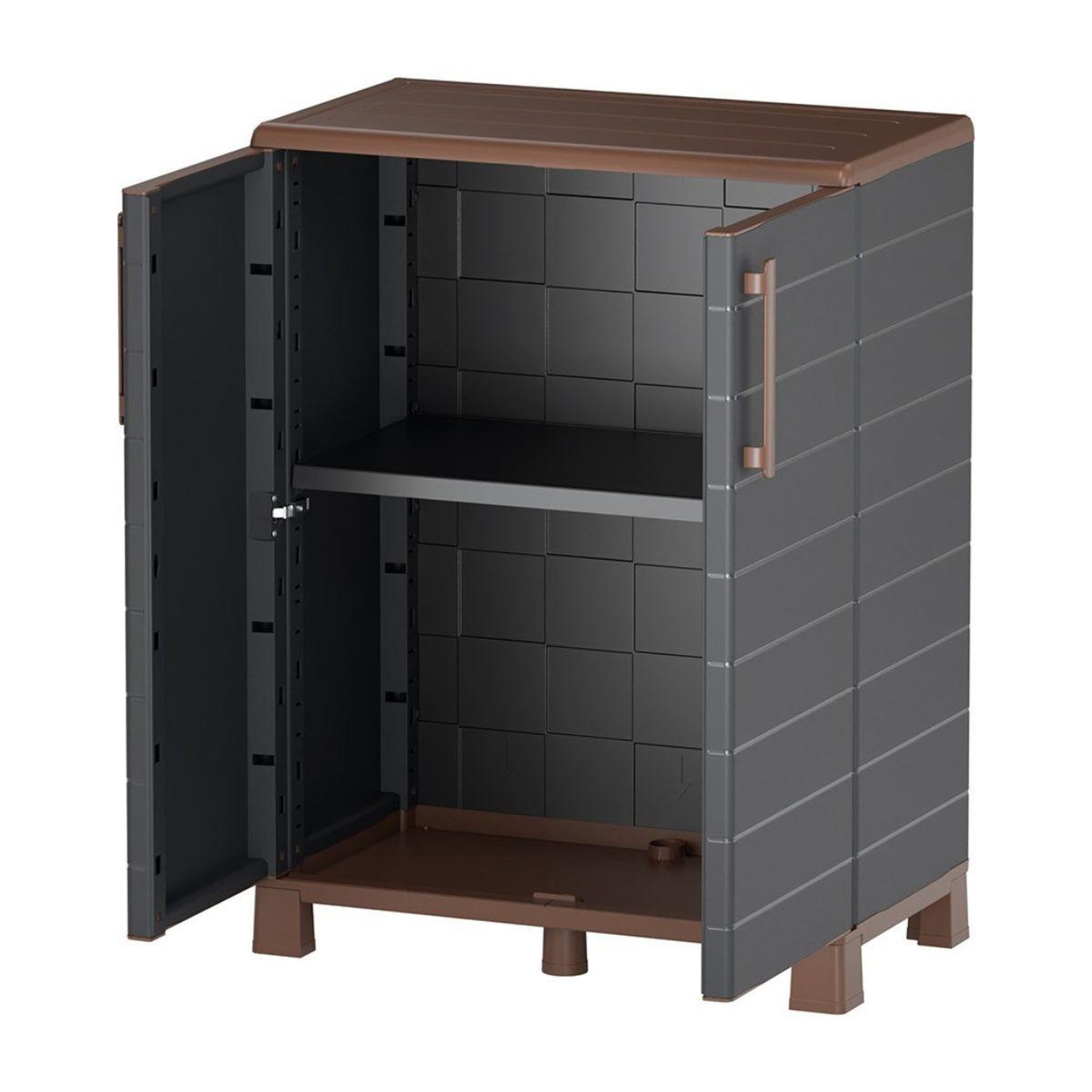 Voir la diapositive 2 : ART PLAST Armoire de rangement extérieur/intérieur 2 portes 2 etagères anthracite - meuble de rangement de garage 68 x 37 x 90 cm