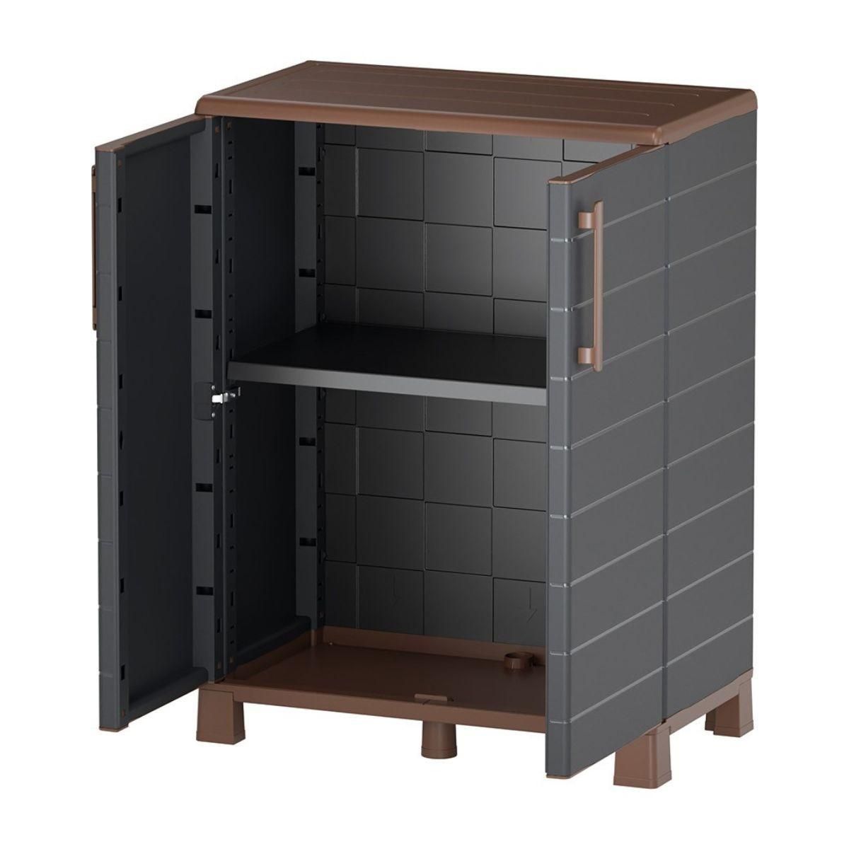 ART PLAST Armoire de rangement Extérieur/Intérieur 2 portes 2 Etagères Anthracite - Meuble de rangement de Garage 68 x 37 x 90 cm