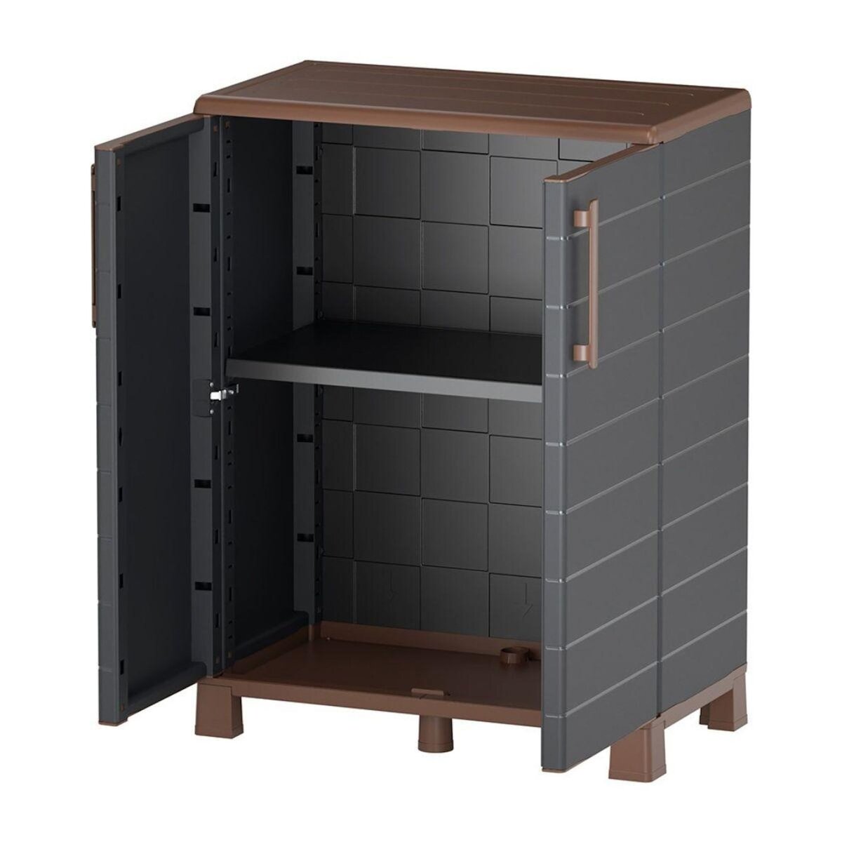 ART PLAST Armoire de rangement Extérieur/Intérieur 2 portes 2 Etagères Anthracite - Meuble de rangement de Garage 68 x 37 x 90 cm