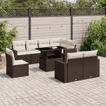 VIDAXL Salon de jardin avec coussins 9 pcs marron resine tressee