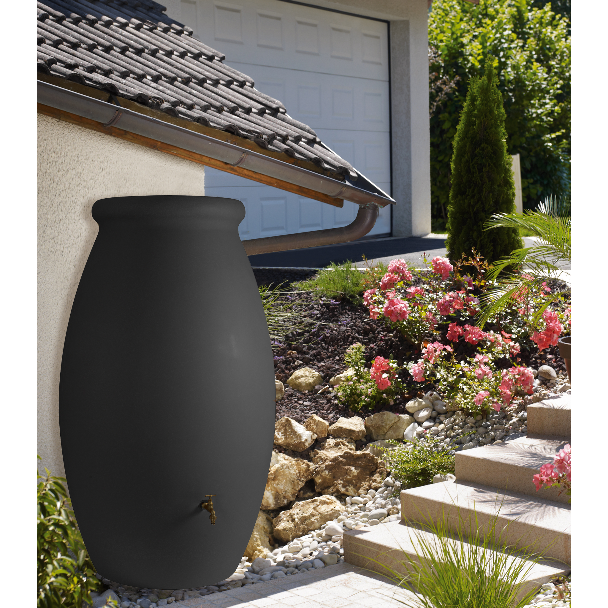 Voir la diapositive 2 : Belli Récupérateur d'eau amphore Anthracite - 500L - JARRE