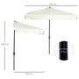 Voir la diapositive 3 : OUTSUNNY Demi parasol - parasol de balcon 5 entretoises métal dim. 2,3L x 1,3l x 2,49H m polyester haute densité crème
