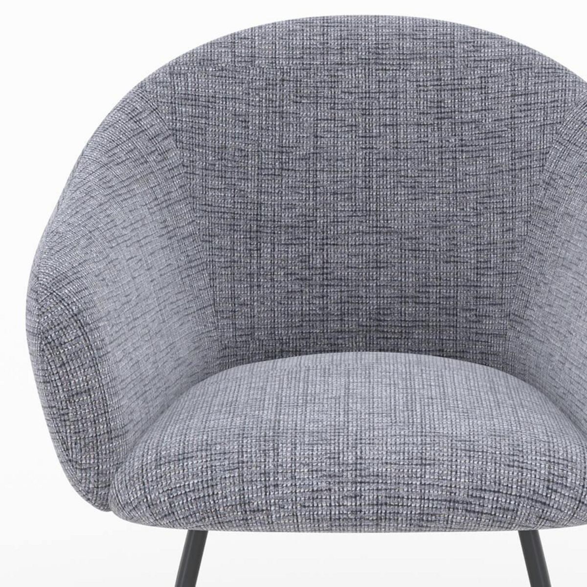 Rendez vous déco Fauteuil en tissu blanc chiné et pieds en métal noir - Socky
