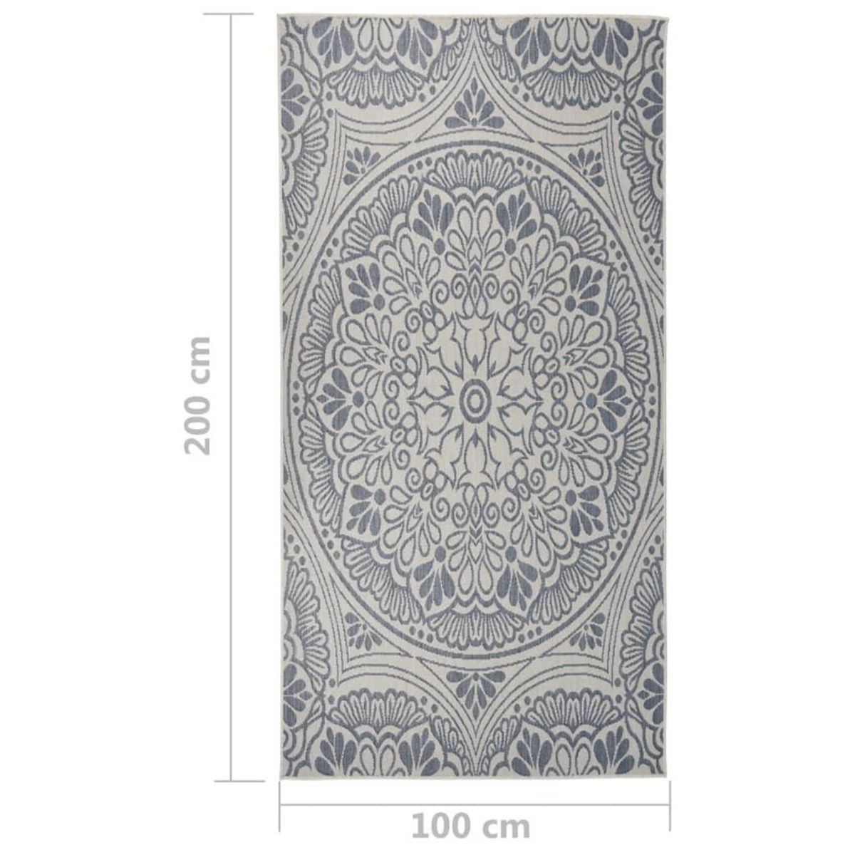 VIDAXL Tapis a tissage plat d'exterieur 100x200 cm Motif bleu
