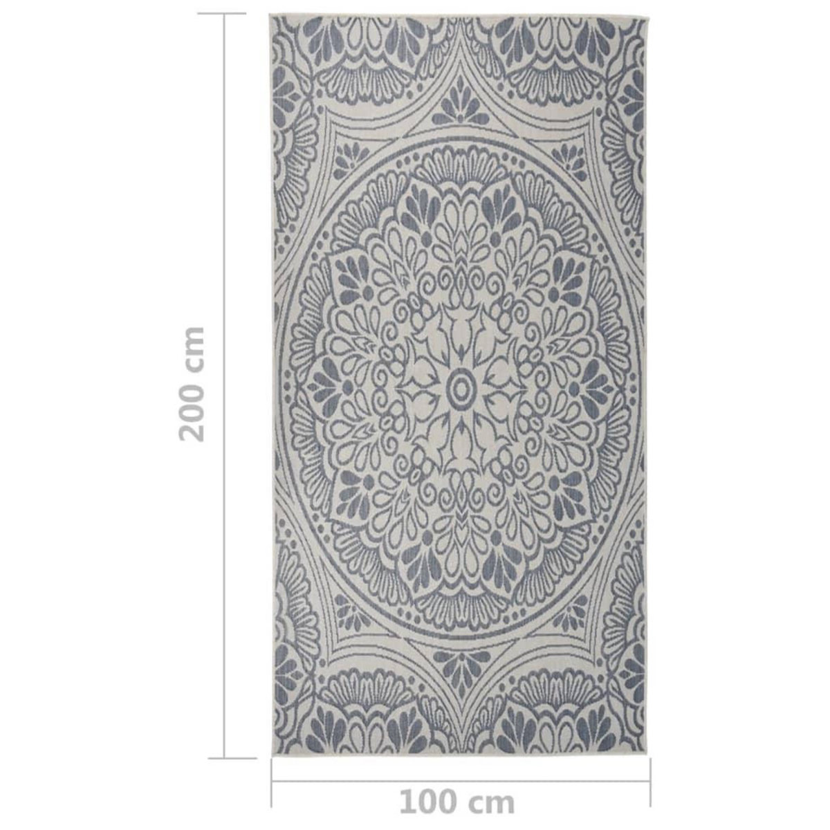 VIDAXL Tapis a tissage plat d'exterieur 100x200 cm Motif bleu