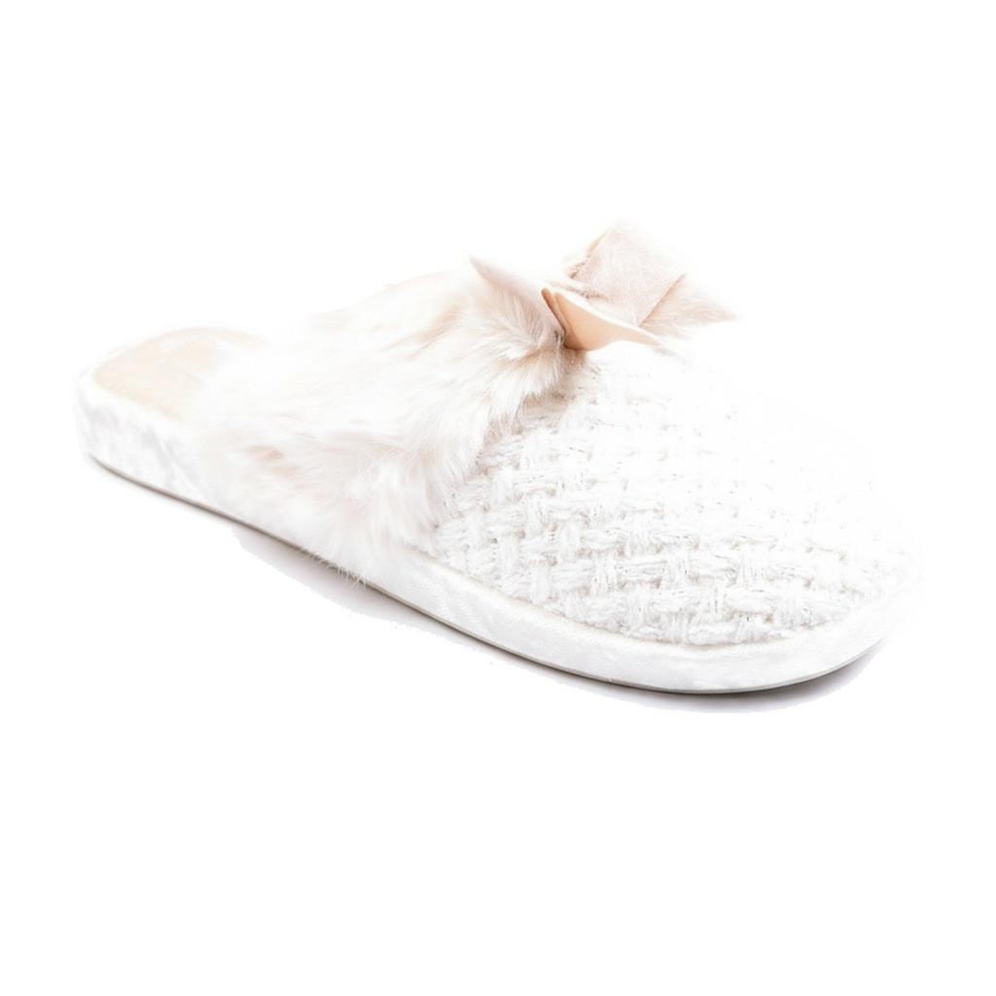 Voir la diapositive 1 : OZABI OZABI Mules Femme, Tricot Fil Lurex, Encolure Fausse Fourrure et Nœud