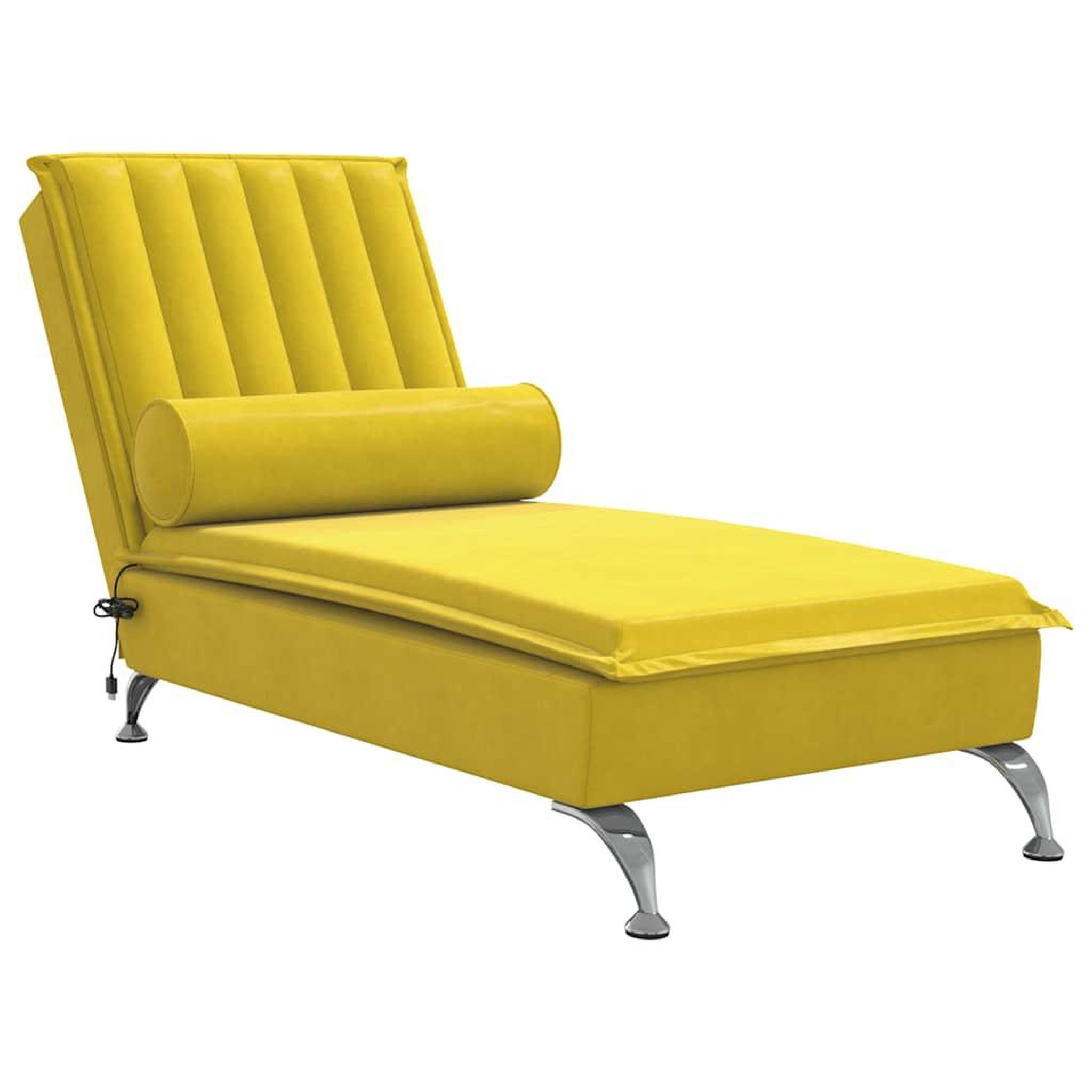 Voir la diapositive 2 : VIDAXL Chaise longue de massage avec traversin jaune velours