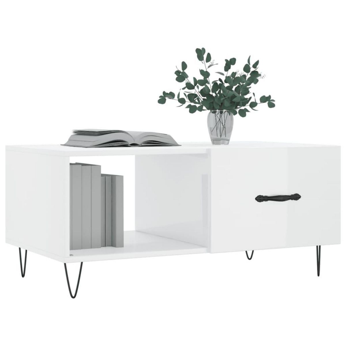 VIDAXL Table basse Blanc brillant 90x50x40 cm Bois d'ingenierie