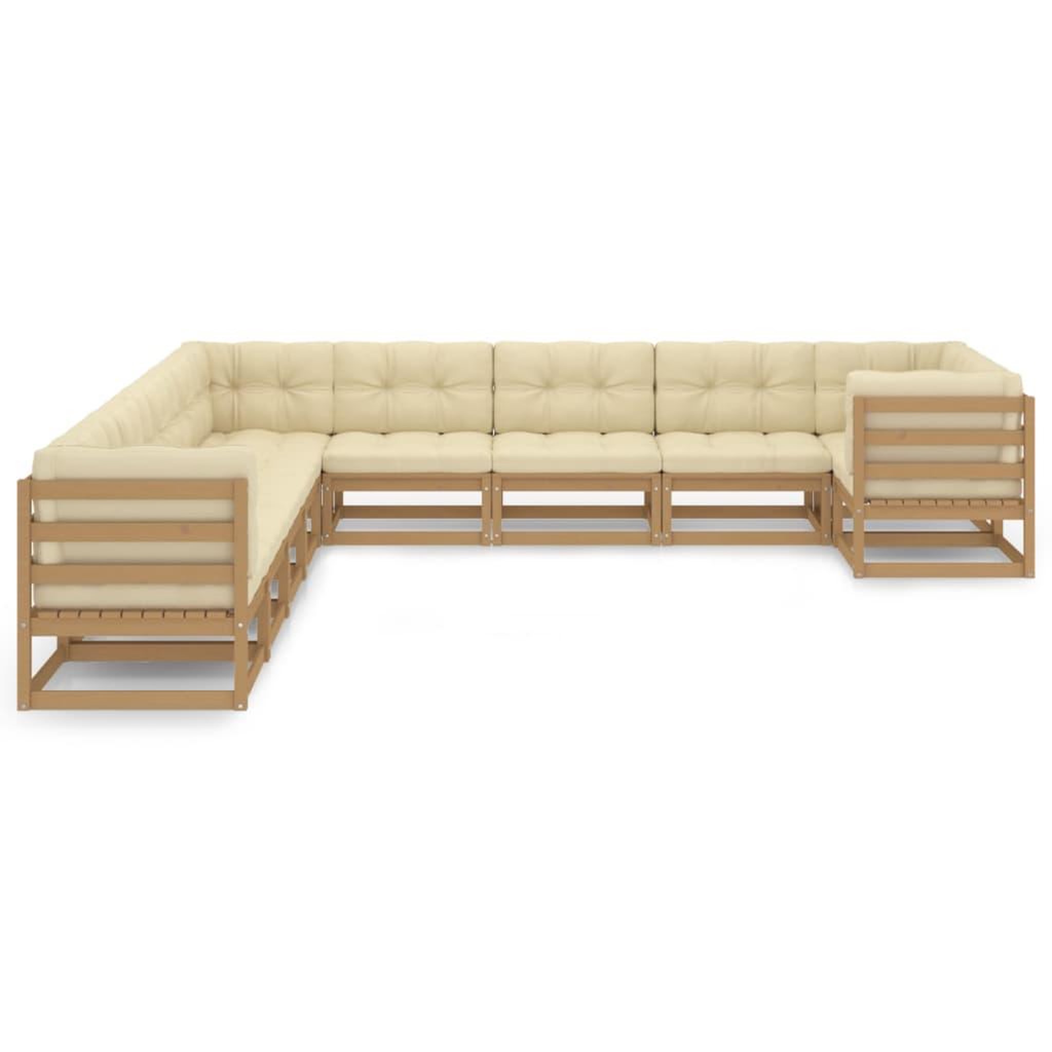 Voir la diapositive 2 : VIDAXL Salon de jardin 10 pcs avec coussins Marron miel Bois de pin