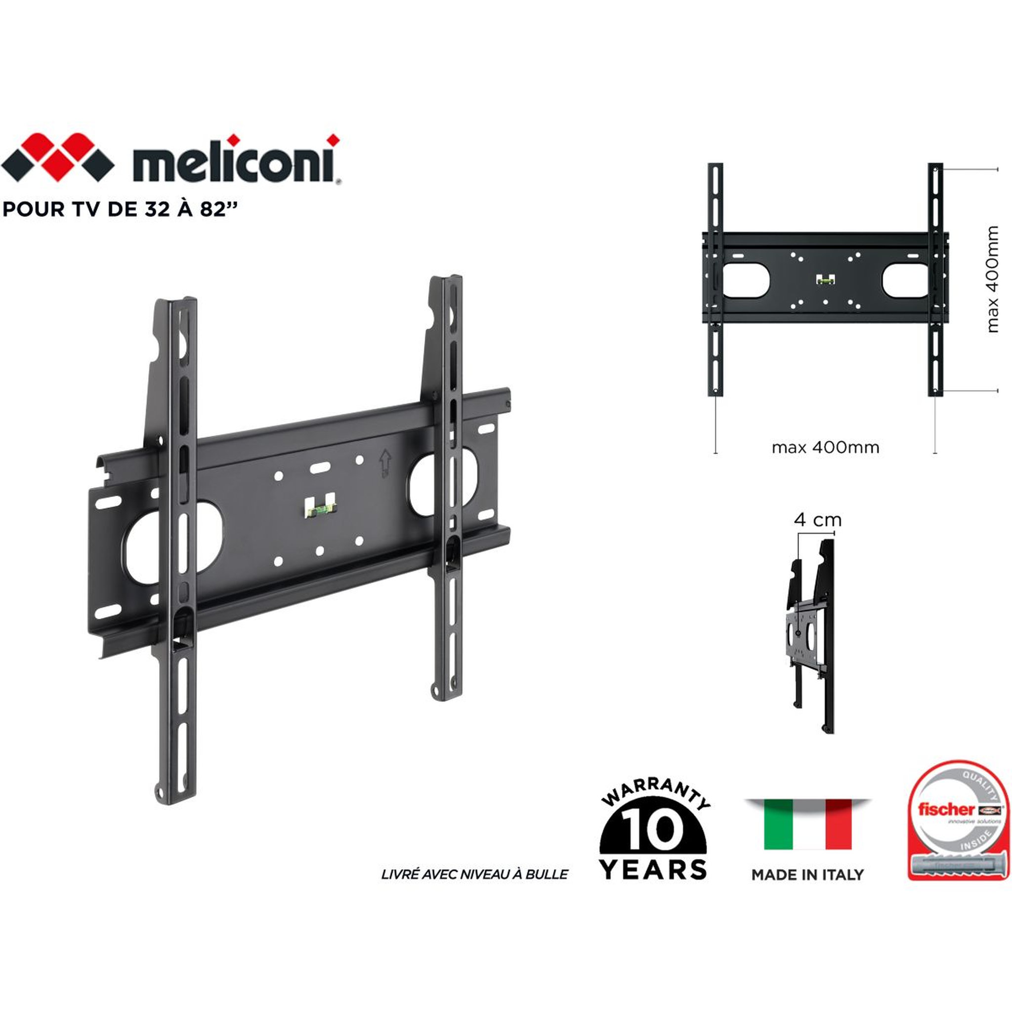Voir la diapositive 4 : Meliconi Support mural TV FIXE 400F - TV 32-82p