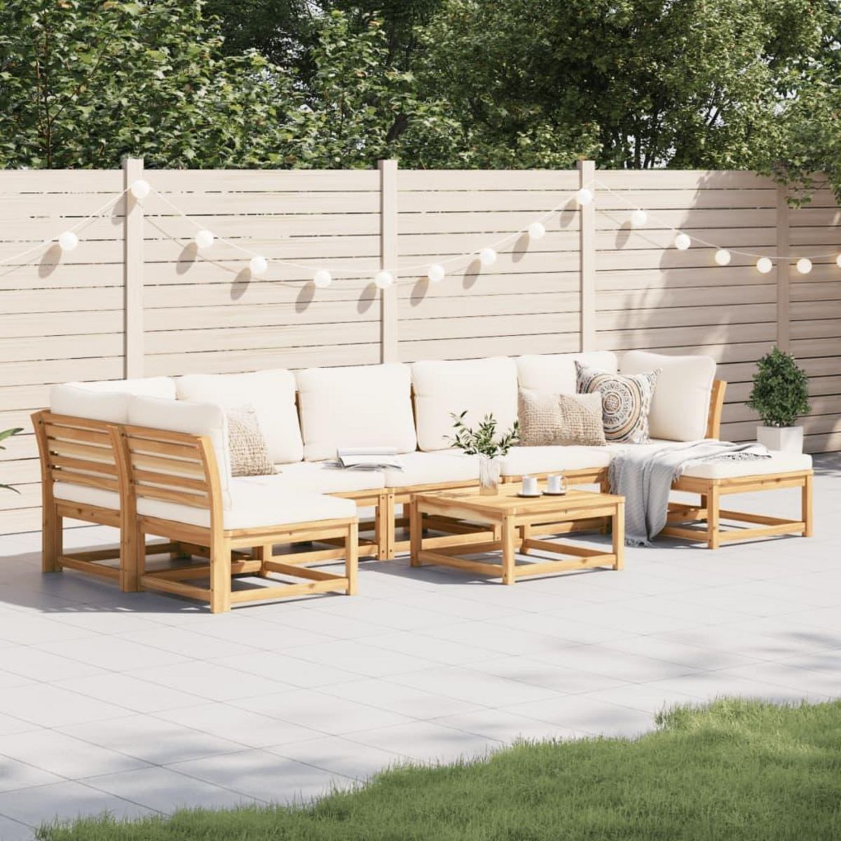 VIDAXL Salon de jardin avec coussins 8 pcs bois massif d'acacia