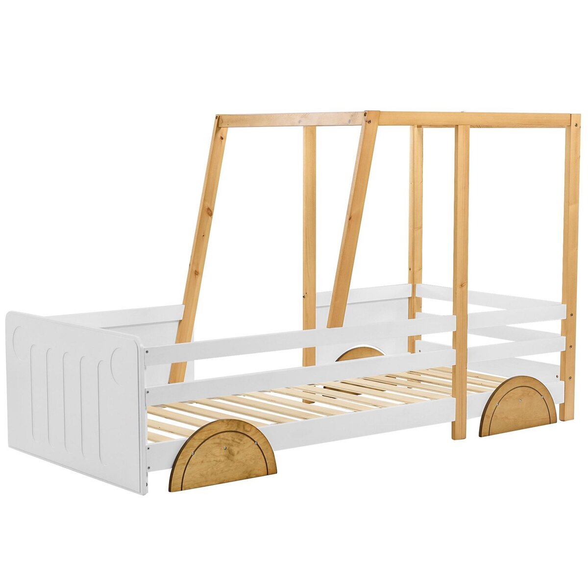 MERAX Lit cabane enfant 90x200cm pin coloris blanc+bois