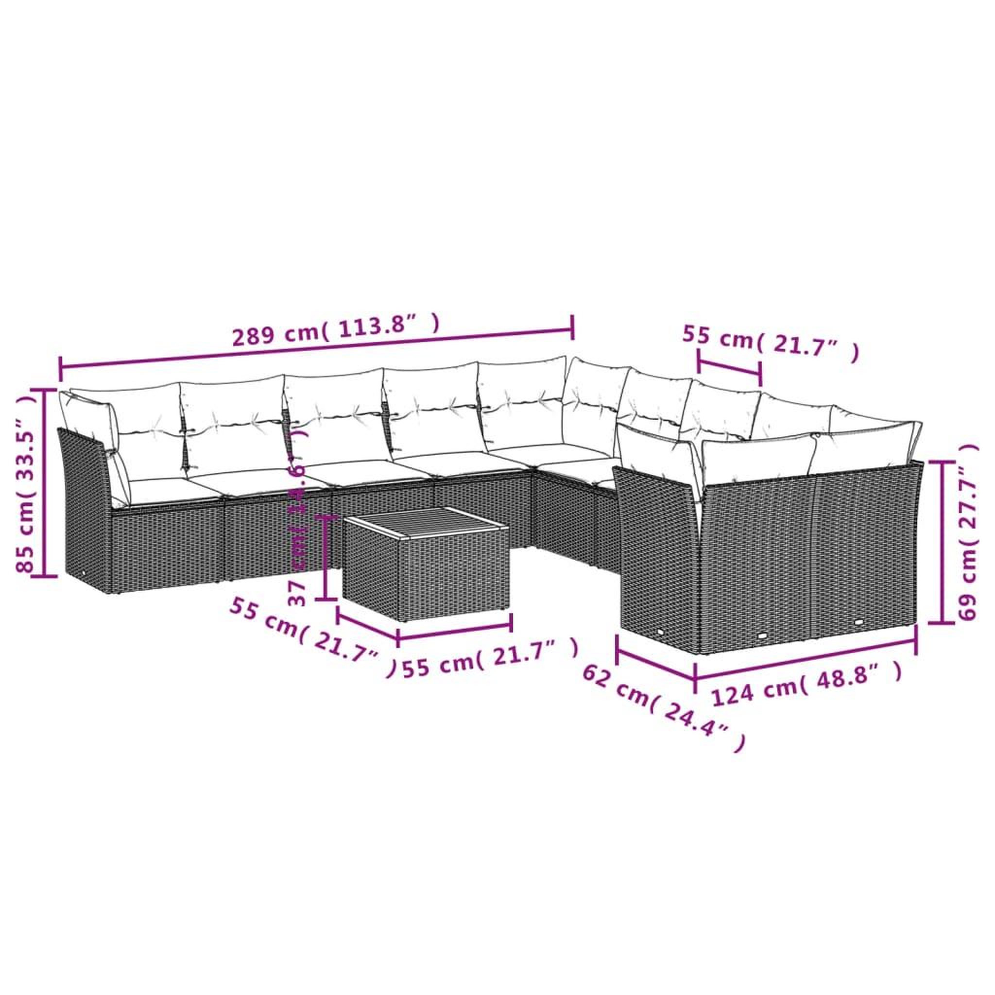 Voir la diapositive 4 : VIDAXL Salon de jardin 11 pcs avec coussins noir resine tressee