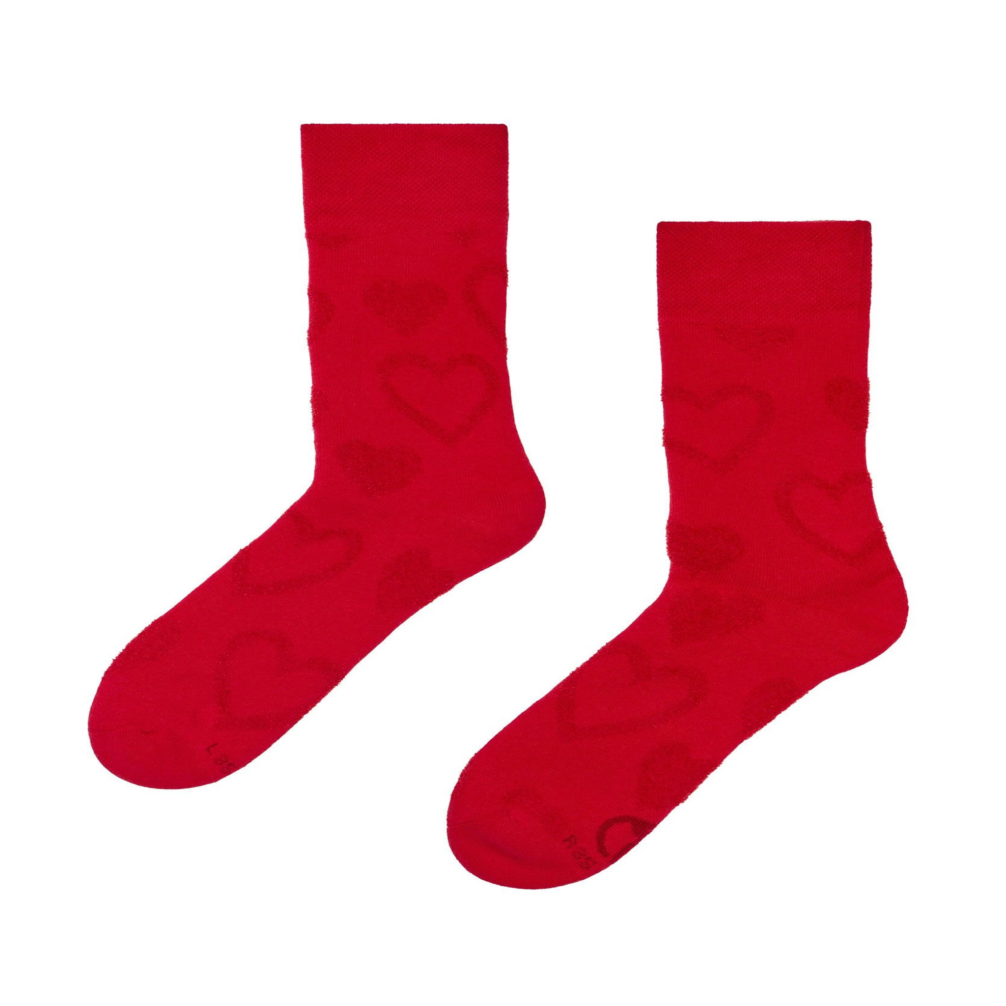 DEDOLES Chaussettes chaudes rouges petits cœurs doux