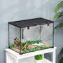 Voir la diapositive 2 : PAWHUT Terrarium en verre - vivarium reptiles & batraciens - habitat tortue - couvercle grillagé coulissant verrouillable - distributeur eau, thermomètre - métal noir verre
