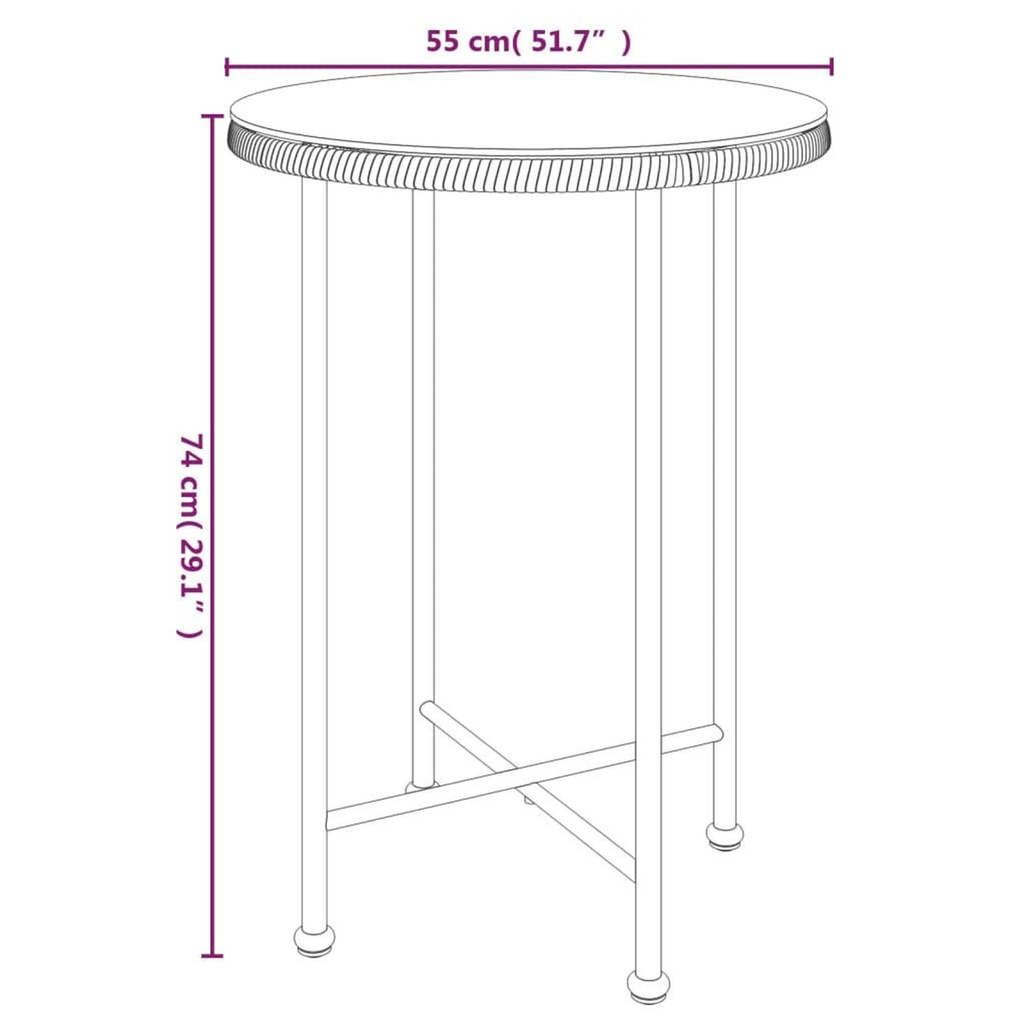 Voir la diapositive 6 : VIDAXL Table de salle a manger Ø55 cm Verre trempe et acier