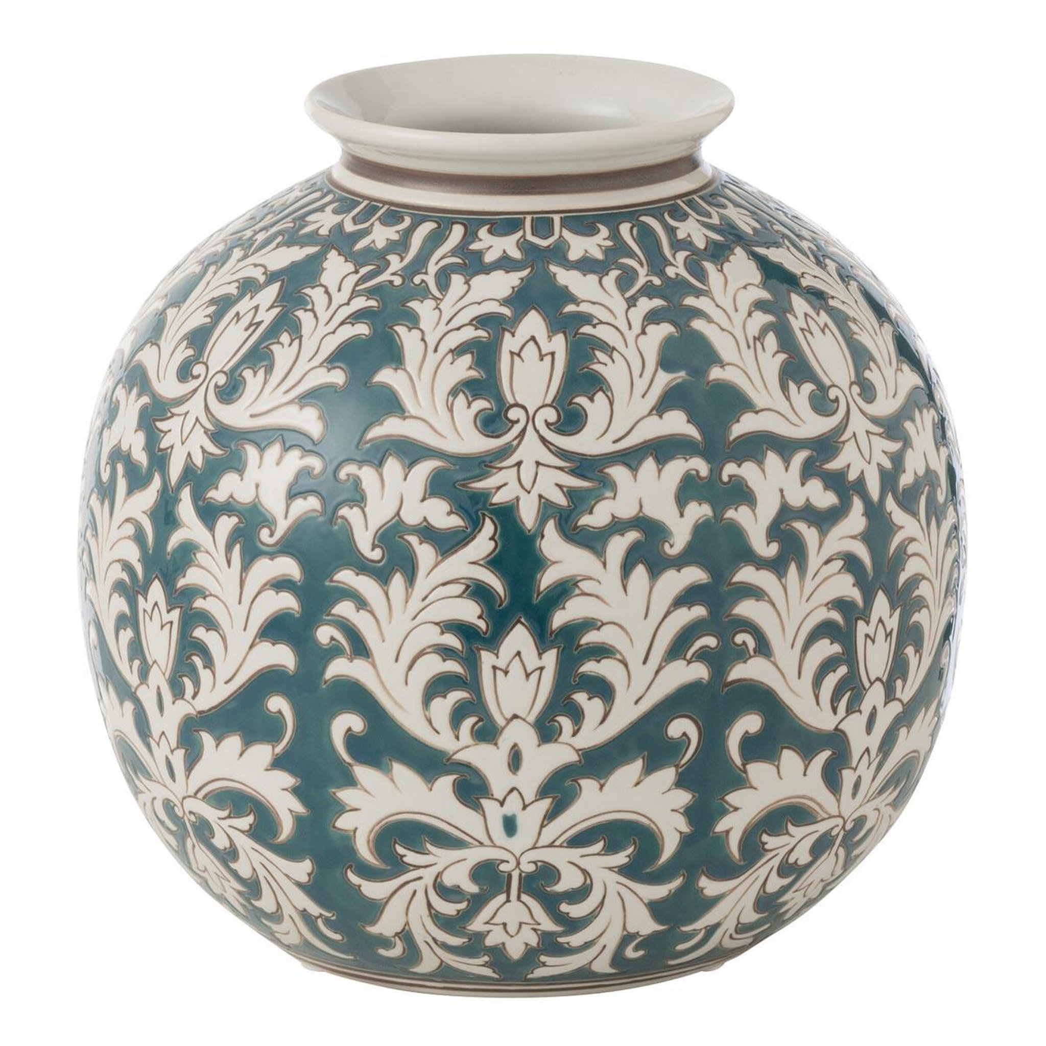 J-LINE Vase déco en verre  victoria  24cm vert & blanc