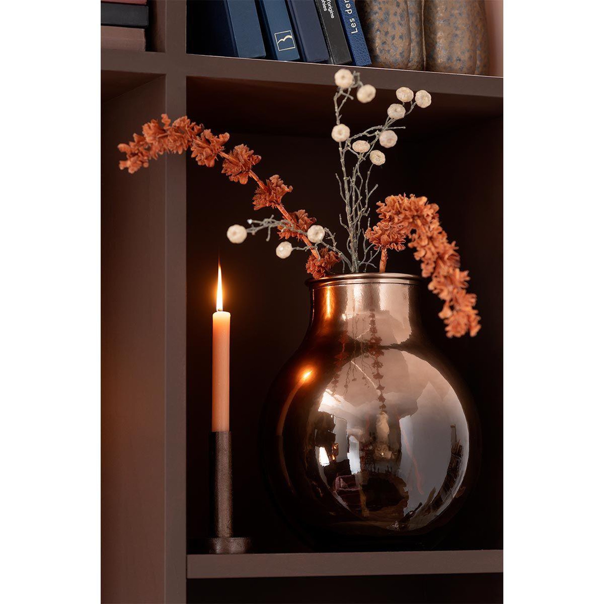 Voir la diapositive 6 : J-LINE Lot de 3 chandeliers déco  mat  21cm marron foncé
