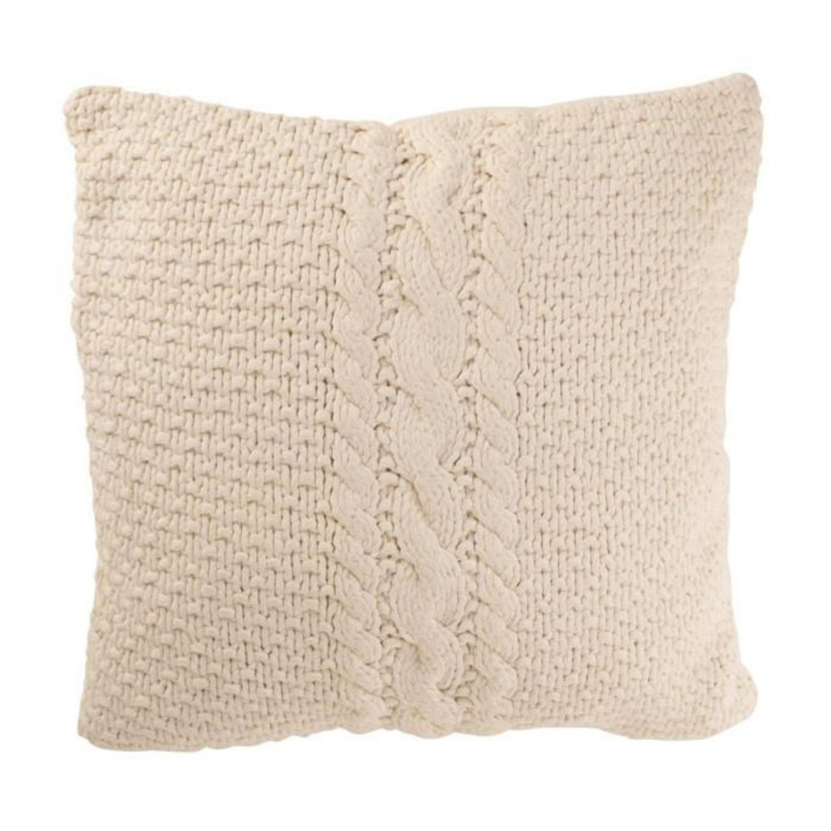 Paris Prix Coussin en Tricot Tressé  Helena  50x50cm Blanc