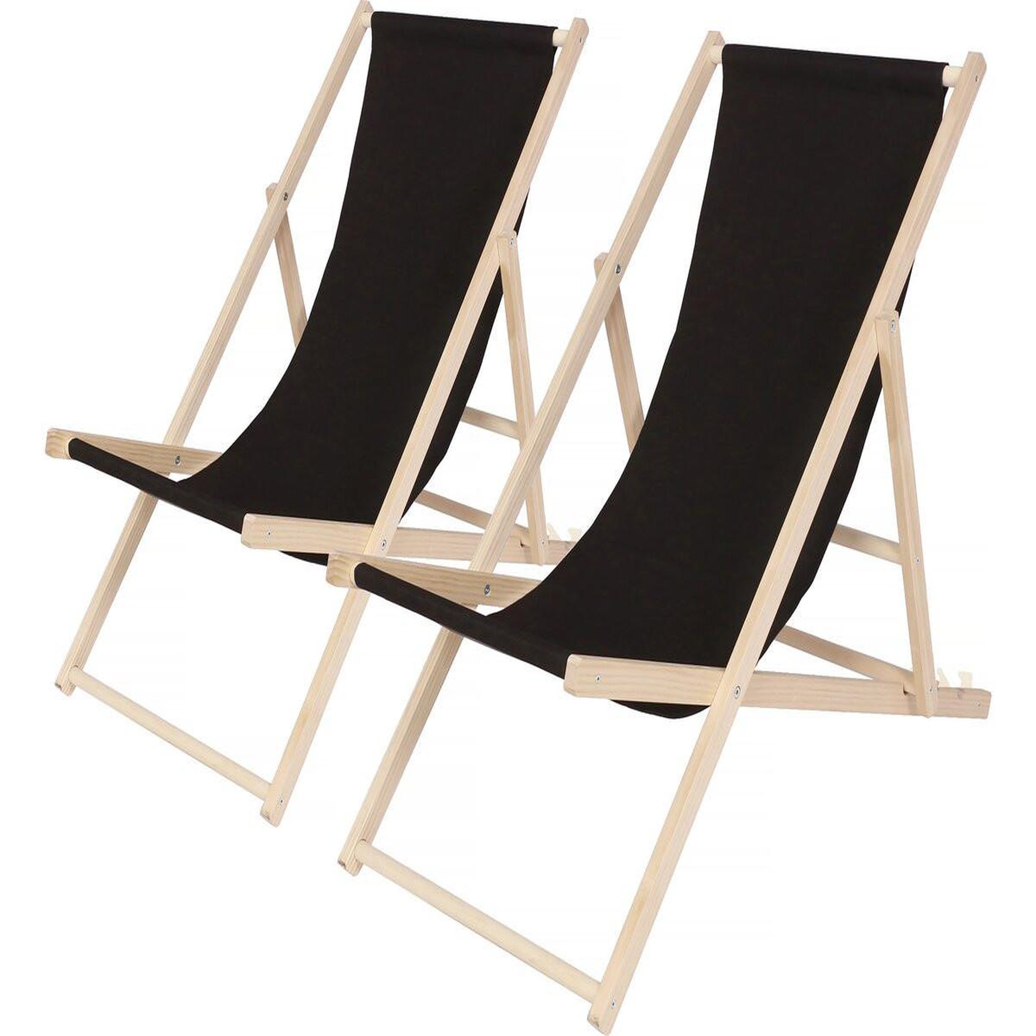 Habitat et Jardin Lot de 2 transat en bois  chilienne  - 107 x 56.5 x 81 cm - noir